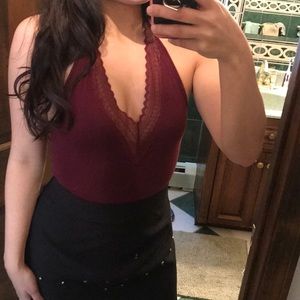 Maroon body suit